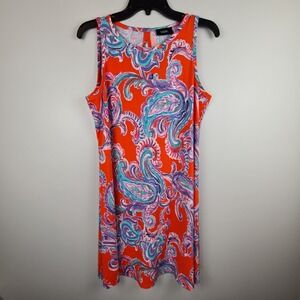 MSK Womens Fashion Dress Size Medium Orange Paisley Sleeveless‎ Short Bright Fun